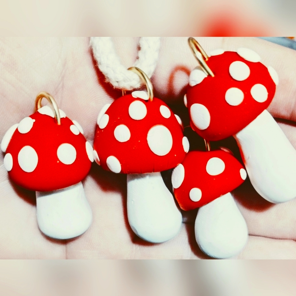 Handmade Clay Mushroom Pendant